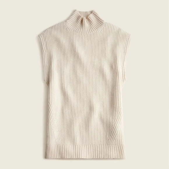 J. CREW NWOT‎ Cashmere Sleeveless Turtleneck Tunic in Ivory - Picture 3 of 11
